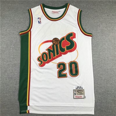 NBA 20 Gary Payton Supersonics 1995-96 M&N Maillot blanc